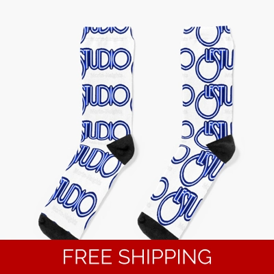 Le Studio Socks White White & Blue Multi Logo MH